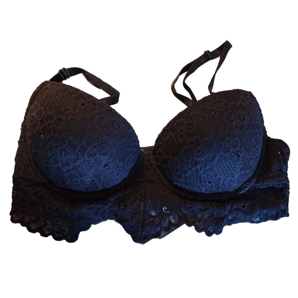 No Boundaries‎ Black lace lacy push up bra 34B